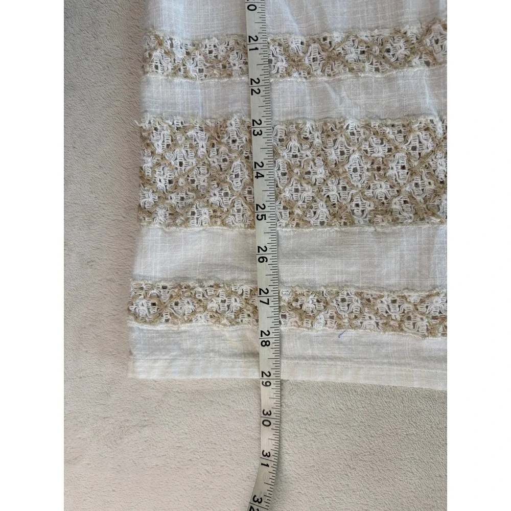 Free People White‎ Embroidered Boho Open-Back Tunic Top XS Cotton Peasant
